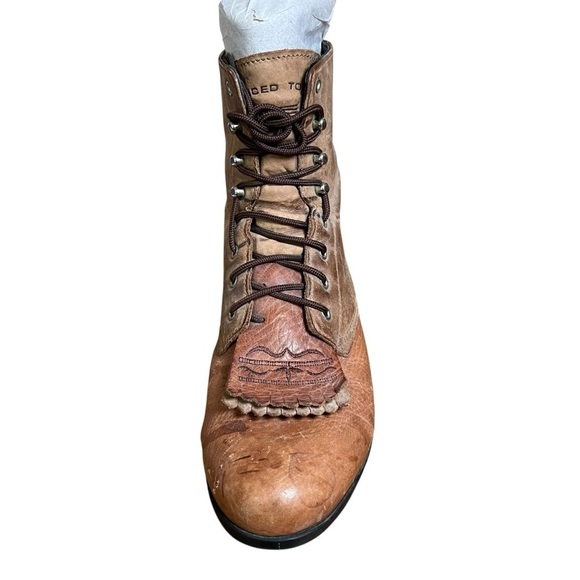 Ariat Heritage II Lacer Brown Leather Boots Kiltie Sz 6.5 Women Riding Booties - Picture 7 of 14